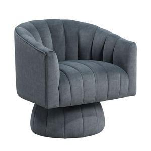 Poltrona in Velluto Grigio Scuro, Moderna e Lussuosa, Girevole con Schienale a Botte, Comoda Sedia per Soggiorno - Product Image 2