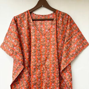 Vestido Kaftán Informal de Verano con Estampado Tropical, de Algodón, para Mujer, Ropa de Playa, sin Mangas, con Estampado Digital - Product Image 1