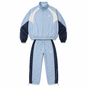 OEM Factory Custom Men's FleeceTracksuit Full Zip <b>Patchwork</b> Track <b>Jacket</b> Jogger Pants Set Winter Regular Fit Polyester Cotton - Product Image 1