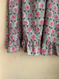 Blusa de algodón floral informal con estampado de bloques a mano para mujer, prendas de vestir cortas hechas a mano con bordado - Product Image 6