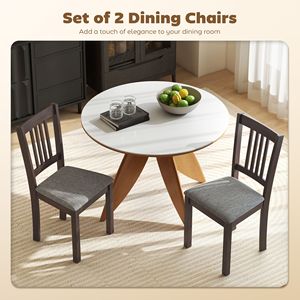 Set di 2 Sedie da Pranzo in Lino Grigio Espresso, Sedie da Cucina con Gambe in Legno di Gomma per Soggiorno e Sala da Pranzo - Product Image 4