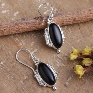Pendientes Colgantes de Plata de Ley 925 con Ónix Negro, Hechos a Mano con Piedras Preciosas Naturales, Joyería de Moda para Mujer, Venta al Por Mayor - Product Image 5