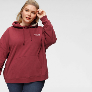 Sweat à capuche personnalisé en molleton épais et surdimensionné pour femme, grande taille, couleur bordeaux, coupe ample et décontractée, idéal pour l'hiver - Product Image 1
