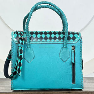 Western Handcrafted Genuine Leather Checkered <b>Tote</b> <b>Bag</b> Floral <b>Tooling</b> Stylish Women Shoulder & Crossbody Handbag For Daily Use - Product Image 5