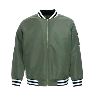 Blouson bomber vert olive pour homme, fermeture éclair, couleur unie, style décontracté, col rabattu, matière polyester, vêtement d'automne - Product Image 6
