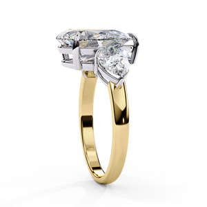Anillo de Compromiso con Tres Diamantes Cultivados en Laboratorio Certificados por IGI, Oro Sólido de 14k, Corte Pera, Fabricante de Joyería Personalizada al por Mayor - Product Image 3