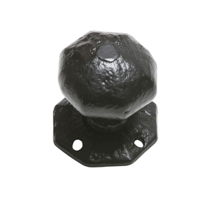 Poignées de meuble en fonte noire, style vintage, à motif melon cannelé, pour tiroirs et placards, rustiques, avec plaque de fixation en rosette - Product Image 4