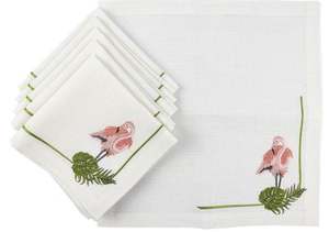 Custom Handmade Embroidered Luxury Flamingo Leaves Napkin Sets Place Mats White Linen Washable Oval Mats Weddings Home Events - Product Image 5