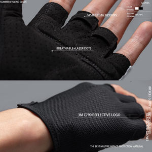Gants de cyclisme d'été unisexes personnalisés, respirants, en polyester, avec coussinets en gel absorbant les chocs, ajustement confortable, antidérapants - Product Image 5