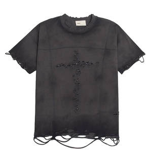 Camiseta Nueva de Moda Casual 100% Algodón para Hombre, Estilo Hip Hop, Camiseta Desgastada, Camiseta Ecológica de Algodón Orgánico para Hombre - Product Image 1