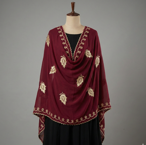 Voile africain pour foulard et hijab |   Écharpe en Chiffon de Luxe Broderie Florale et Strass pour l'Été en Afrique de l'Ouest - Product Image 5