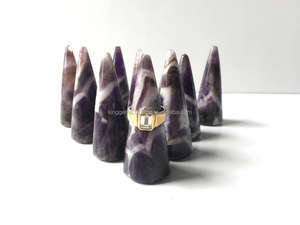 Natural Amethyst Ring Holder | Crystal Ring Cone Stand | Polished Gemstone Jewelry Display - Product Image 2
