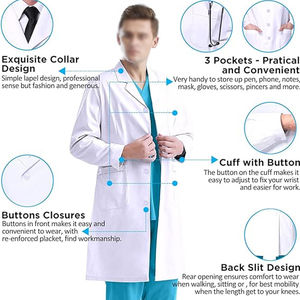 Blouse de laboratoire confortable pour homme, grande taille, légère, uniforme d'hôpital avec détection d'aiguilles, en mélange de coton doux - Product Image 6