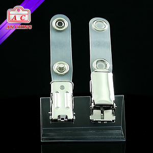 Metal Suspender Badge <b>Clip</b> with Spring <b>Clip</b> and Metal Popper Customized Logo Badge Holder - Product Image 3