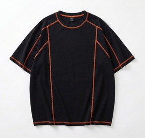 T-shirt en coton surdimensionné pour hommes avec surpiqûres contrastées – Vente en gros |   T-shirt décontracté streetwear |   Fabricant OEM de Marque Privée Personnalisée - Product Image 4