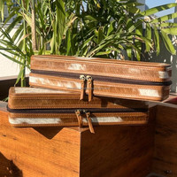 Nouvel arrivage de fer à friser en cuir de vachette véritable fait à la main résistant à la chaleur élégant femmes parfait organisateur de voyage pour outils de cheveux