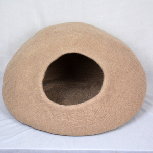 Soft Light Brown Wool Felt Cat Cave <b>Bed</b> Eco Friendly Cozy Indoor Pet <b>House</b> for Cats and Small Pets - Product Image 2