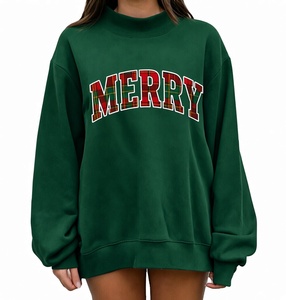 High Quality Oversized Mock Neck <b>Long</b> Sleeve Fleece Pullover <b>Sweatshirt</b> <b>For</b> <b>Women</b> Custom Logo Letter Printed Knitted - Product Image 6
