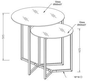 Modern Style Coffee <b>Tables</b> Set with Gray Glass Top and Metal Frame - Product Image 4