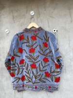 Veste bomber réversible en velours tricoté brodé et matelassé, style hippie vintage, automne-hiver, respirante et écologique