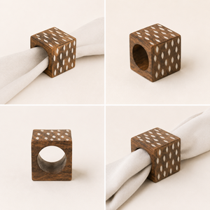 Anillo para Servilletas de Madera de Mango Hecho a Mano con Elegante Diseño de Incrustaciones de Hueso, Decoración de Mesa Ecológica para Bodas y Restaurantes de Hoteles - Product Image 4