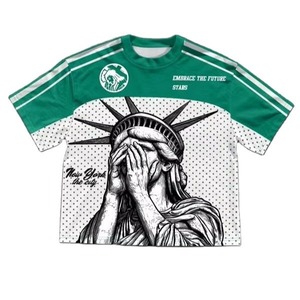 เสื้อยืดฟุตบอลแบบสั่งทำพิเศษสำหรับผู้หญิง ขายดี พร้อมตัวอักษรพิมพ์ลาย ไหล่ตก เสื้อตาข่าย เสื้อผ้าผู้ชาย แฟชั่นเสื้อยืด สตรีทแวร์ - Product Image 5