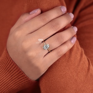 Bague de fiançailles solitaire ovale en or 14 carats sertie de diamants, bijoux de mariée minimalistes, vente en gros, fabricant et fournisseur sur mesure - Product Image 5