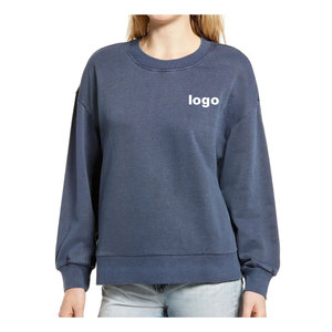 Women's Crew Neck Sweatshirt Solid Color 100% Cotton Knitted Breathable Regular Length Autumn Wear - Product Image 4