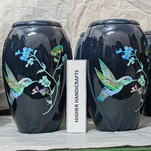 Luxury Golden Adult Cremation <b>Urn</b> - <b>Large</b> Handcrafted Metal Funeral <b>Urn</b> - Secure Threaded Lid Memorial Ash Container Wholesale - Product Image 3