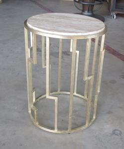 Mesa Auxiliar Redonda con Tapa de Mármol para Sofá, Dormitorio, Sala de Estar, Mueble Redondo Antiguo Moderno - Product Image 1