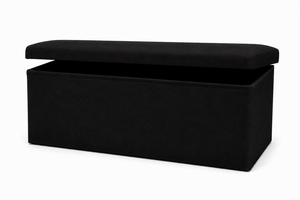 Banc de rangement moderne pliable en tissu noir de qualité supérieure pour salon - Product Image 2