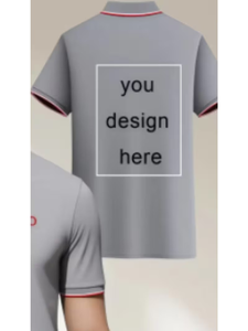 Men's Gray Cotton Polo Shirt Short Sleeve Embroidered Logo Front Solid Color Casual Knitted Breathable Regular Fit - Product Image 3