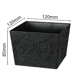 Pot de fleurs en plastique imprimé en relief style batik, pot carré minimaliste léger, 6 couleurs pour fleurs artificielles et fleurs fraîches - Product Image 2