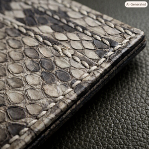 Handcraft Luxury Designer Slim Snake Genuine Leather Short Open Waterproof Business Card Holder <b>for</b> <b>Men</b> Daily Use - Product Image 2