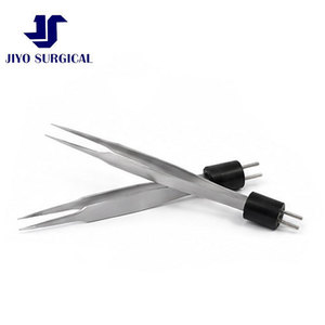 Pinces bipolaires de type bijoutier de qualité supérieure, 4 pouces, droites, avec pointes fines antiadhésives de 0,4 mm et poignée ergonomique plate - Product Image 1