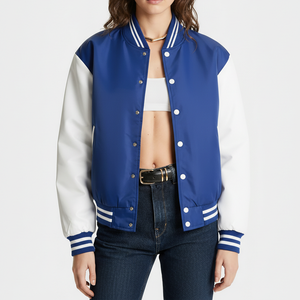 แจ็คเก็ตเบสบอลแบบวาร์ซิตี้สำหรับผู้ใหญ่ OEM แบบยูนิเซ็กซ์ ผ้าฝ้ายย้อมสีพื้น กันน้ำ รุ่นปี 2026 - Product Image 1