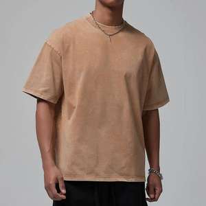 Camisetas Extra Grandes de Algodón Grueso para Hombre, Estampado Gráfico de Alta Calidad, Camiseta Marrón con Lavado Ácido para Hombre - Product Image 6