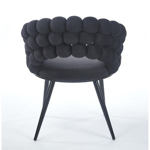 Nero moderno sedia da pranzo Set di 2 tubo di ferro dorato gambe morbidi cuscini comodo schienale per soggiorno Cafe Hairball indietro - Product Image 5