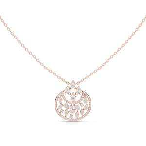 Collier pendentif floral en or jaune 14 carats avec diamants, chaîne à maillons pour femme, cadeau de mariage, bijoux - Product Image 3