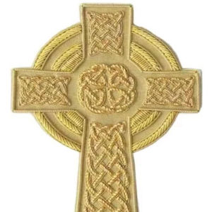 Handmade Embroidered Reproduction Gold Applique Patches with Beads Eco-Friendly Nonwoven Felt Customized Shape Safety <b>Pin</b> Badges - Product Image 4
