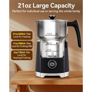 Mousseur à lait électrique 8-en-1 avec fonction vapeur, machine détachable pour mousse chaude/froide, contrôle facile par bouton rotatif - Product Image 6