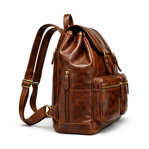 Premium Full-Grain Genuine Leather <b>Backpack</b> for Men with Large Capacity Laptop Compartment for Travel, Office and Business Use - Product Image 4