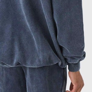 Conjunto de Sudadera con Capucha y Pantalones Deportivos de Algodón de Peso Medio, Lavado Ácido, Personalizado, Transpirable, 2 Piezas, Estilo Vintage, para Hombre - Product Image 3