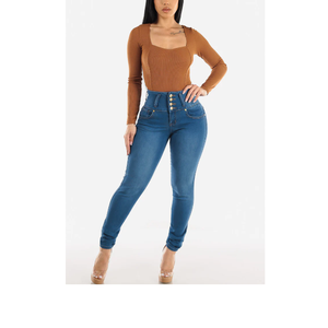 Nouvel Arrivage – Jean en Denim Décontracté Taille Haute Coupe Skinny Grande Taille Respirant Écologique pour Femme – Pantalon Long – Fournisseur BD - Product Image 5