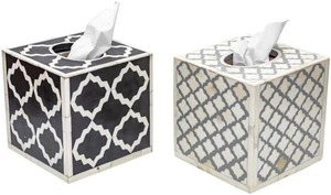Boîte à mouchoirs décorative en os incrusté de mosaïque, accessoire pour la maison - Product Image 3