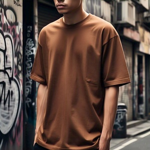 Streetwear de haute qualité 280G 100% coton à manches courtes col en v T-shirt impression personnalisée 100% coton T-shirt pour hommes coupe ample - Product Image 2