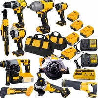 BOLIU Ensemble d'outils jaunes 21V 18 pièces DIY Clé à chocs sans fil Meuleuse d'angle Scie circulaire Marteau électrique Perceuse électrique OEM
