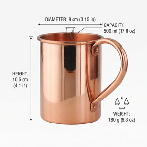 Vente en gros de tasses à Moscow Mule en cuivre pur, fabriquées à la main, pour cocktails, bière, café, boissons, articles de bar haut de gamme, fournisseur d'usine OEM ODM - Product Image 5
