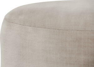 Modern MDF LVL Veneer <b>Pouf</b> Cream Fabric Upholstered Ottoman Stool Living Room Bedroom Furniture - Product Image 3