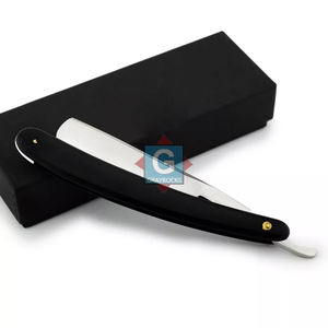 Rasoir de barbier en acier inoxydable, rasoir droit avec manche en plastique et emballage élégant - Product Image 3